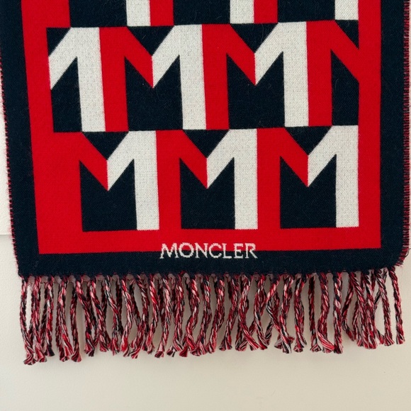 Moncler Accessories - Moncler Red and Dark Blue Geometric Scarf
